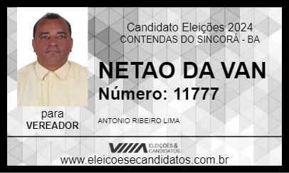 Candidato NETAO DA VAN 2024 - CONTENDAS DO SINCORÁ - Eleições