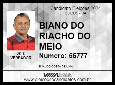 Candidato BIANO DO RIACHO DO MEIO 2024 - COCOS - Eleições