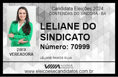 Candidato LELIANE DO SINDICATO 2024 - CONTENDAS DO SINCORÁ - Eleições