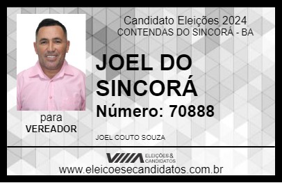 Candidato JOEL DO SINCORÁ 2024 - CONTENDAS DO SINCORÁ - Eleições