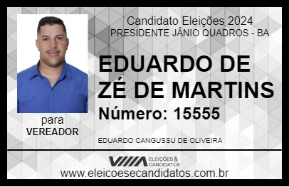 Candidato EDUARDO DE ZÉ DE MARTINS 2024 - PRESIDENTE JÂNIO QUADROS - Eleições