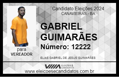 Candidato GABRIEL GUIMARÃES 2024 - CANAVIEIRAS - Eleições