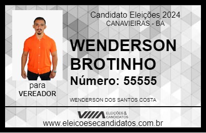 Candidato WENDERSON BROTINHO 2024 - CANAVIEIRAS - Eleições