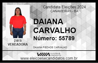 Candidato DAIANA CARVALHO 2024 - CANAVIEIRAS - Eleições