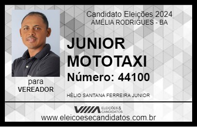 Candidato JUNIOR MOTOTAXI 2024 - AMÉLIA RODRIGUES - Eleições