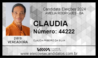 Candidato CLAUDIA 2024 - AMÉLIA RODRIGUES - Eleições