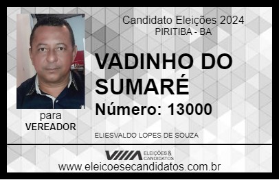 Candidato VADINHO DO SUMARÉ 2024 - PIRITIBA - Eleições