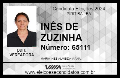 Candidato INÊS DE ZUZINHA 2024 - PIRITIBA - Eleições