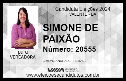 Candidato SIMONE DE PAIXÃO 2024 - VALENTE - Eleições