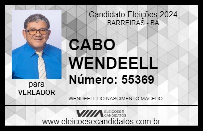 Candidato CABO WENDEELL 2024 - BARREIRAS - Eleições