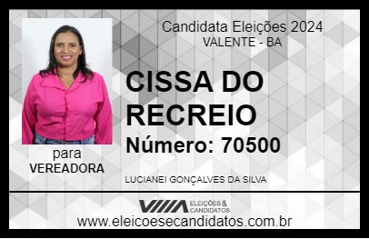 Candidato CISSA DO RECREIO 2024 - VALENTE - Eleições