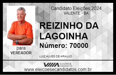 Candidato REIZINHO DA LAGOINHA 2024 - VALENTE - Eleições