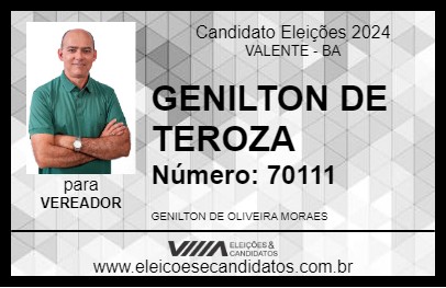 Candidato GENILTON DE TEROZA 2024 - VALENTE - Eleições