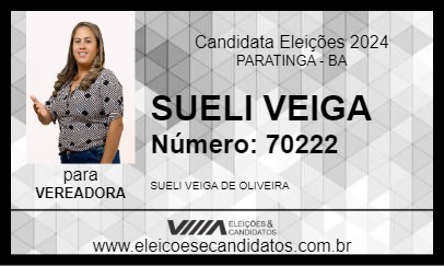 Candidato SUELI VEIGA 2024 - PARATINGA - Eleições