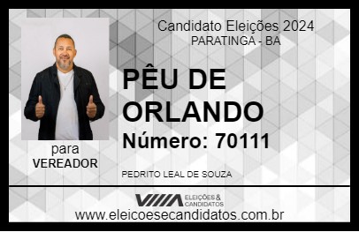 Candidato PÊU DE ORLANDO 2024 - PARATINGA - Eleições