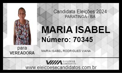 Candidato MARIA ISABEL 2024 - PARATINGA - Eleições