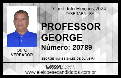 Candidato PROFESSOR GEORGE 2024 - ITABERABA - Eleições