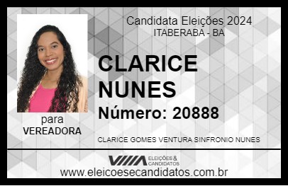 Candidato CLARICE NUNES 2024 - ITABERABA - Eleições