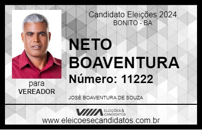 Candidato NETO BOAVENTURA 2024 - BONITO - Eleições