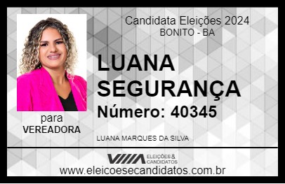 Candidato LUANA SEGURANÇA 2024 - BONITO - Eleições