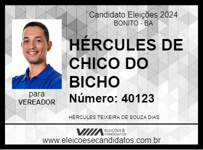 Candidato HÉRCULES DE CHICO DO BICHO 2024 - BONITO - Eleições