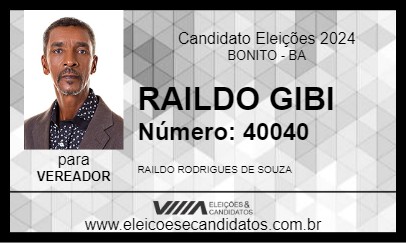 Candidato RAILDO GIBI 2024 - BONITO - Eleições