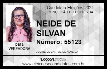 Candidato NEIDE DE SILVAN 2024 - CONCEIÇÃO DO COITÉ - Eleições