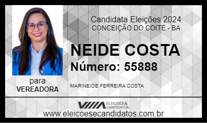 Candidato NEIDE COSTA 2024 - CONCEIÇÃO DO COITÉ - Eleições