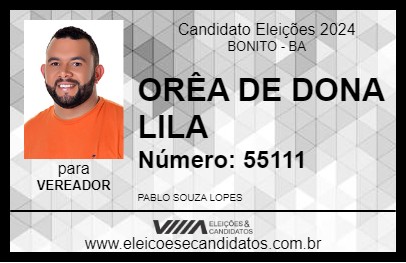 Candidato ORÊA DE DONA LILA 2024 - BONITO - Eleições