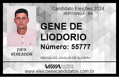 Candidato GENE DE LIODORIO 2024 - IBIPITANGA - Eleições