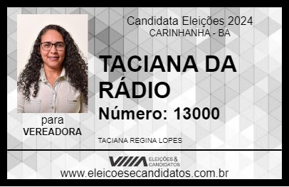 Candidato TACIANA DA RÁDIO 2024 - CARINHANHA - Eleições