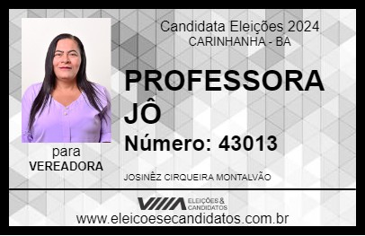 Candidato PROFESSORA JÔ 2024 - CARINHANHA - Eleições