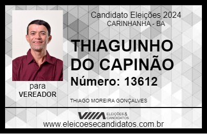 Candidato THIAGO DE TÕE DE BRÁS 2024 - CARINHANHA - Eleições