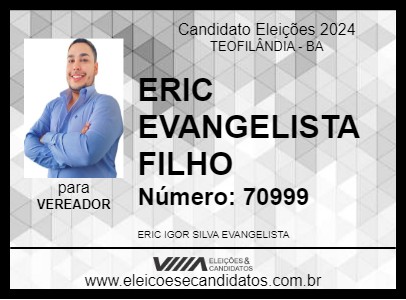 Candidato ERIC EVANGELISTA FILHO  2024 - TEOFILÂNDIA - Eleições