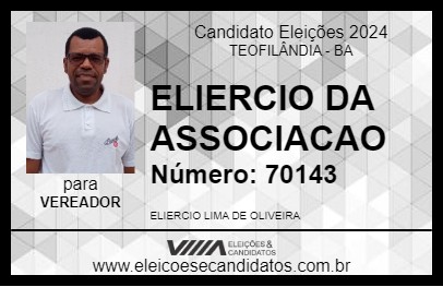 Candidato ELIERCIO DA ASSOCIACAO 2024 - TEOFILÂNDIA - Eleições