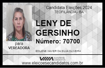 Candidato LENY DE GERSINHO 2024 - TEOFILÂNDIA - Eleições