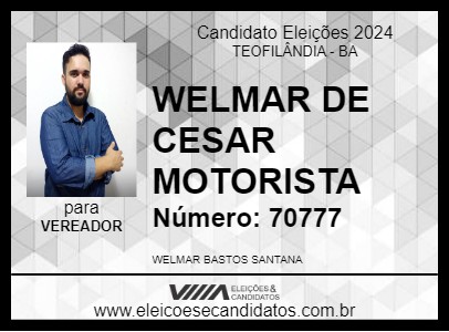 Candidato WELMAR DE CESAR MOTORISTA  2024 - TEOFILÂNDIA - Eleições