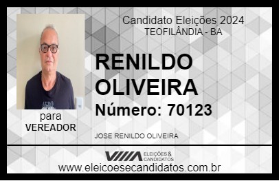 Candidato RENILDO OLIVEIRA  2024 - TEOFILÂNDIA - Eleições