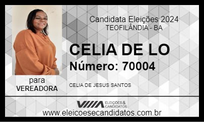 Candidato CELIA DE LO  2024 - TEOFILÂNDIA - Eleições