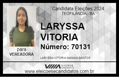 Candidato LARYSSA VITORIA  2024 - TEOFILÂNDIA - Eleições