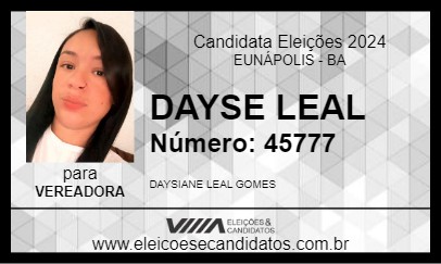 Candidato DAYSE LEAL 2024 - EUNÁPOLIS - Eleições