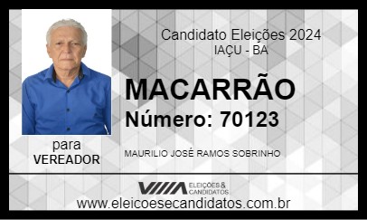 Candidato MACARRÃO 2024 - IAÇU - Eleições