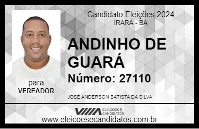 Candidato ANDINHO DE GUARÁ 2024 - IRARÁ - Eleições