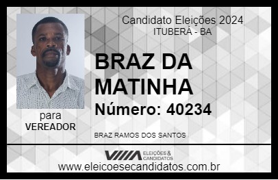 Candidato BRAZ DA MATINHA 2024 - ITUBERÁ - Eleições