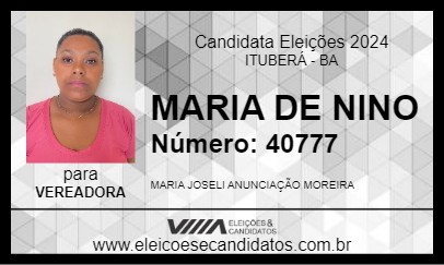 Candidato MARIA DE NINO 2024 - ITUBERÁ - Eleições