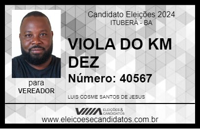 Candidato VIOLA DO KM DEZ 2024 - ITUBERÁ - Eleições