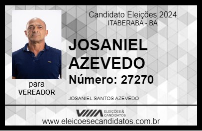 Candidato JOSANIEL AZEVEDO 2024 - ITABERABA - Eleições