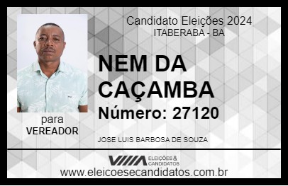 Candidato NEM DA CAÇAMBA 2024 - ITABERABA - Eleições