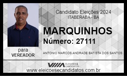 Candidato MARQUINHOS 2024 - ITABERABA - Eleições