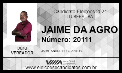 Candidato JAIME DA AGRO 2024 - ITUBERÁ - Eleições